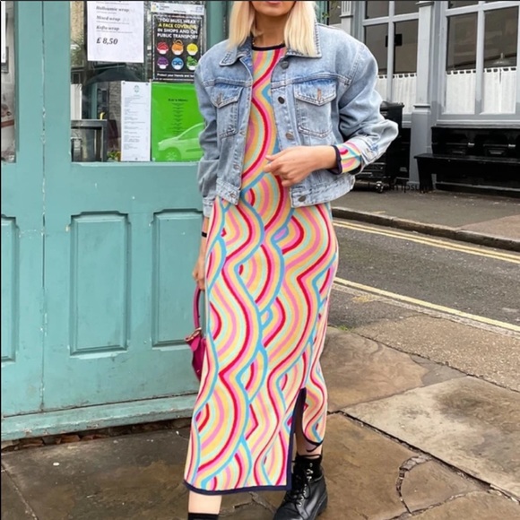 Rainbow Swirl Midi Knit Dress | Poshmark